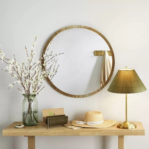 Hearth & Hand Magnolia 23" Plaid Shade Metal Table Lamp Brass/Green Target NIB - Picture 3 of 9